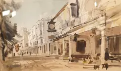 The Pantiles by Rowland Hilder, ink and watercolour, sold Jul 2025