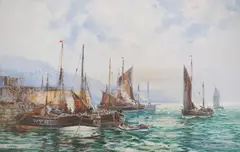 A Fishing Haven by Frederick William Scarborough, watercolour, sold Jul 2025