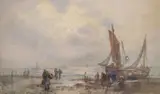 Unloading the catch, Whitby by Frank Rousse, watercolour, sold Jul 2025