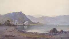 Mosque on the coast by William Knox, watercolour, sold Jul 2025
