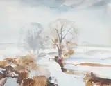 Winter landscape by Rowland Hilder, watercolour, sold Jul 2025