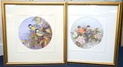 Bull finches by Neil Cox, watercolor, sold Jul 2025