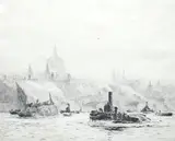 St Paul’s from the river by William Lionel Wyllie, pencil, sold Jul 2025