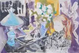 Girl with red hair in an interior by Emilio Grau Sala, mixed media on paper, sold Jul 2025