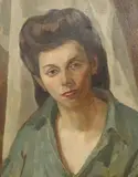 Mitzi, first portrait by Charles James McCall, 1944, oil on canvas, sold Jul 2025