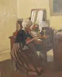 The open drawer by Charles James McCall, 1973, oil on board, sold Jul 2025