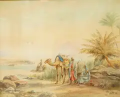 Eastern landscape by Frederick Goodall, watercolour, sold Jul 2025