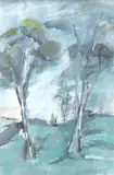 Tanyard trees by Billie Newey, acrylic on board, sold Jul 2025