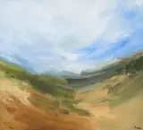 Impressionist landscape by Tara Ford, oil on board, offered Jul 2025