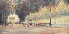 View of the Arc de Triomphe by George Hann, oil on board, sold Jul 2025