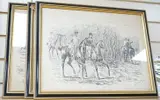 Hunting scenes by Finch Mason, ink, offered Jul 2025