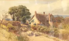 Teigh Harvey Farm, Near Shaldon, Teignmouth by Tom Rowden, watercolour, offered Jul 2025