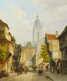 A Street Scene in Rouen by Pieter Christiaan Dommersen, 1870, oil on canvas, sold Jul 2025