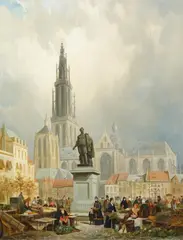 Antwerp Cathedral by William Raymond Dommersen, 1883, oil on canvas, sold Jul 2025