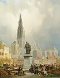 Antwerp Cathedral by William Raymond Dommersen, 1883, oil on canvas, sold Jul 2025