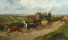 The London to Norwich Stagecoach by Finch Mason, oil on canvas, sold Jul 2025