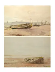 Stranded Boat, Conway by Thomas Collier, watercolor, sold Jul 2025