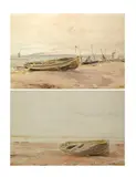 Stranded Boat, Conway by Thomas Collier, watercolor, sold Jul 2025