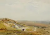 Corfe by Gerald Ackermann, 1909, Chalk Pit in the Downs, Corfe, signed and dated, sold Jul 2025