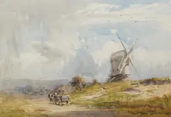 The Windmill by Gerald Ackermann, 1907, watercolour, sold Jul 2025