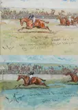 Cyllene Wins! - The Newmarket Stakes, 1898 by Finch Mason, watercolour and bodycolour, offered Jul 2025
