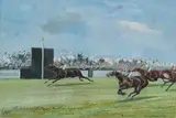 The Finish for the Royal Hunt Cup - Ascot, 1909 by John Beer, watercolour and bodycolour, sold Jul 2025