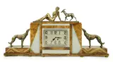 A marble and onyx clock by F.H. Danvin, bronze, sold Jul 2025