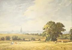View of Hampstead Heath by John Horwood, oil on canvas, offered Jul 2025
