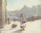 Paris Flower Seller by Leslie Poole-Smith, oil on board, sold Jul 2025