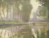 French Shady River by Leslie Poole-Smith, oil on board, sold Jul 2025