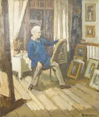 The Studio by Charles James McCall, 1979, oil on board, sold Jul 2025