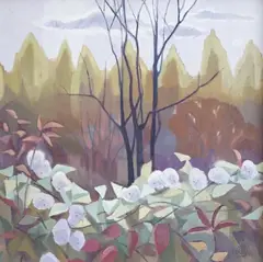 Autumn Hedgerow by Christina Brooke, oil on board, sold Jul 2025