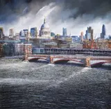 St Paul's and the City by Rory J. Brown, mixed media on canvas, sold Jul 2025