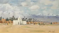 Middle Eastern scene by John Doyle, gouache, sold Jul 2025