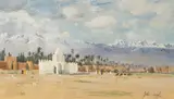 Middle Eastern scene by John Doyle, gouache, sold Jul 2025