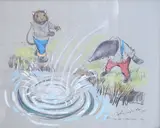 Mole was amazed to see the otter disappear in a swirl of bubbles by John Worsley, 1970, print (other), sold Jul 2025
