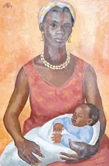 Portrait of an African mother and child by Christina Brooke, sculpture, sold Jul 2025