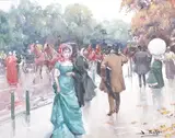 Impressionist street scene with figures by Juan Soler, oil on canvas, offered Jun 2025
