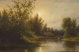 Riverscape by J. Ripley, oil on canvas, sold Jun 2025