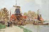 Windmill by Herbert Marshall, watercolour, sold Jun 2025