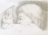Study of a child sleeping by Ib Spang Olsen, pencil, offered Jun 2025