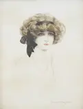 Portrait of a lady by Maurice Milliere, etching, sold Jun 2025