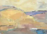 Abstract landscape by Billie Newey, oil on board, sold Jun 2025