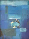 Abstract by Chucrallah Fattouh, 2002, oil on board, sold Jun 2025
