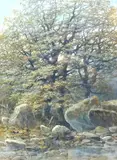 Rocky Pool by Peter Deakin, oil on canvas, sold Jun 2025