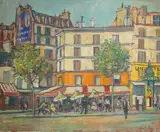 French street scene by Llewellyn Petley-Jones, oil, sold Jun 2025