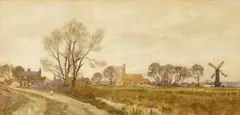 In the heart of the marshland by Herbert Marshall, watercolour, sold Jun 2025