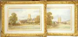 Landscapes with churches by William Woods Hodges, watercolor, sold Jun 2025