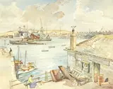 Falmouth Harbour, Devon by Frederick Coulson Davis, watercolour, offered Jun 2025
