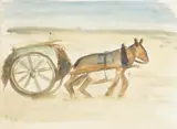 Study of a horse and cart by Alfred Walter Lomnitz, watercolour, sold Jun 2025